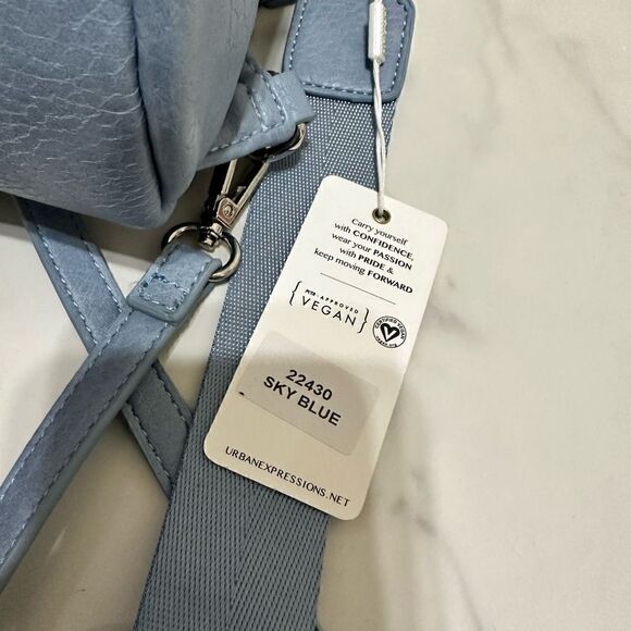 NWT Sky Blue mini Backpack Purse Vegan Leather - Picture 7 of 9